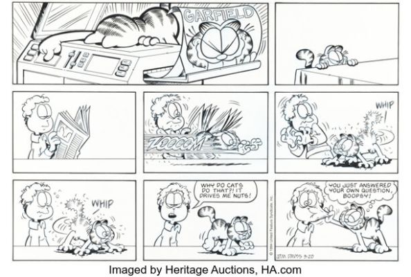 Jim Davis Garfield Sunday Comic Strip Original Art dated 3-20-94 (United Feature Syndicate, 1994). | Heritage