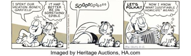 Jim Davis Garfield Daily Comic Strip Original Art dated 8-12-91 (United Feature Syndicate, 1991). | Heritage