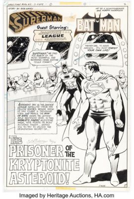 Kurt Schaffenberger and Murphy Anderson World’s Finest Comics #246 Justice League of America Splash Page 1 Original Art (DC, 1977). | Heritage