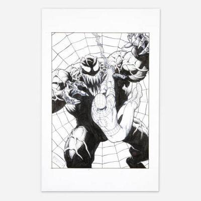 Shawn McManus | Venom vs. Spider-Man Original Art Illustration | Landry Pop Auctions
