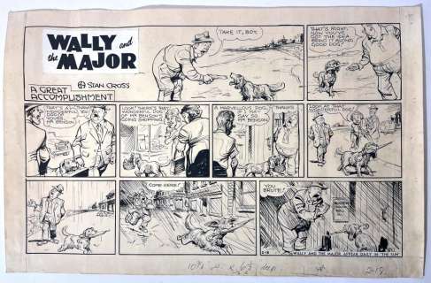Stan Cross, Australia (1888-1977), Wally & The Major, One Original Comic Strip, Ink, Pencil & White Out Fluid on Paper | misc / divers
