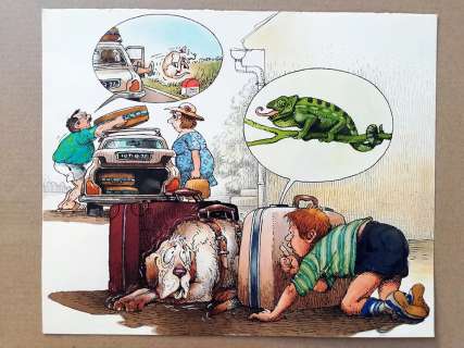 Claude Serre | LOT 82 « Départ en vacances » planche originale de Claude SERRE publiée dans album « LES VACANCES » 1984 ed. Glénat – (taille 25.5 x 21 cm) plume encre et aquarelle sur canson | Serre