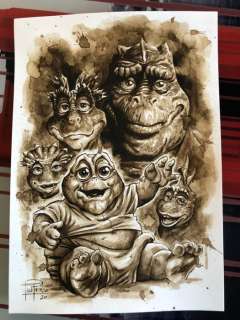 Original Coffee Painting - BABY SINCLAIR ( Sinclair Family of Dinosaurs ) - Coffeenktober (Inktober) (2020) | Catawiki
