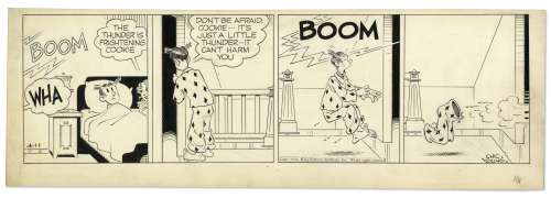 Chic Young Hand-Drawn ’’Blondie’’ Comic Strip From 1944 Titled ’’Keep Your Shirt On, Cookie!’’ | Nate Sanders