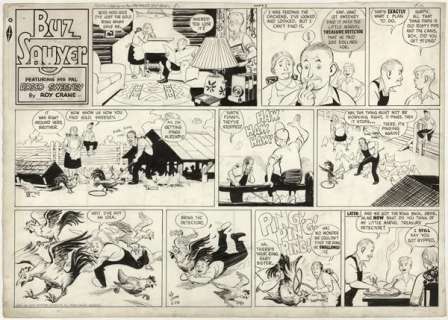 152: Crane Buz Sawyer Sunday 2/26/50 original comic art | Russ Cochran