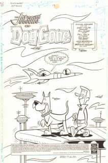 Gary Fields - The flintstones and the jetsons #13 p. 1 - george jetson walking astro title splash - 1998 signed