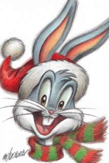 Looney Tunes - Bugs Bunny Close- Up - Merry Christmas! - Original Drawing - Joan Vizcarra - Mixed editions (see description) | Catawiki