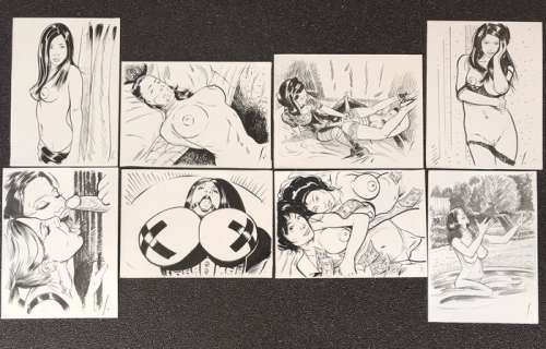 Salamanderlovers - 8 Originele, erotische tekeningen - Formaat (8x): 23 x 32 cm. | Catawiki