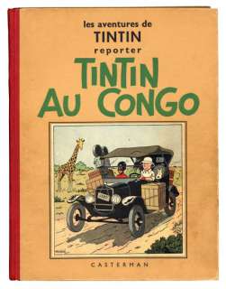 Herge | TINTIN "Tintin au Congo", album noir et blanc, dos A3, 1937, avec | Cornette de St Cyr