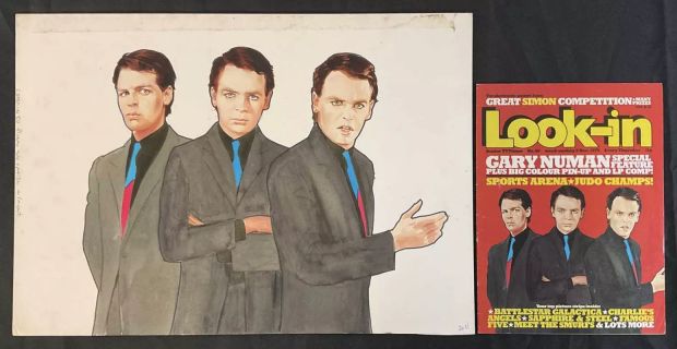Lot 415 - LOOK-IN MAGAZINE / GARY NUMAN - An original piece of colour cover artwork for issue #50 December | Excalibur Auctions