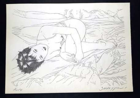 Roberto Baldazzini | Roberto Baldazzini - Illustrazione Originale "Aura" - Firmata - Page volante - Exemplaire unique | Catawiki