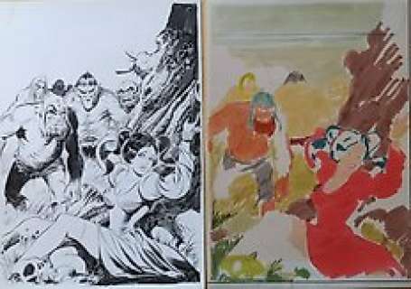 Leone Frollo | Leone Frollo - Cover inedita Biancaneve gigante n. 21 " L’osteria numero 20" - Page volante - Exemplaire unique | Catawiki