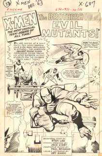 Jack Kirby, Paul Reinman - x-men #4 p. 1 - la - professor x, cyclops, marvel girl, iceman, angel, & beast in the danger room title splash - 1964