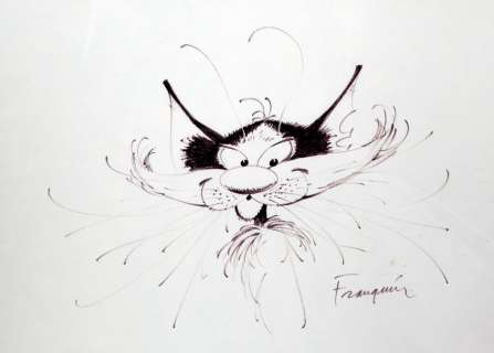 Franquin | Gaston, illustration au feutre sur papier de dessi… | Millon