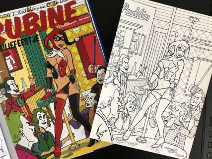 Schokaert, Pascal | Schokaert, Pascal - Originele pagina + Album - Supers - Rubine & Natasja - Hommage aan Walthéry en de Lazare | Catawiki