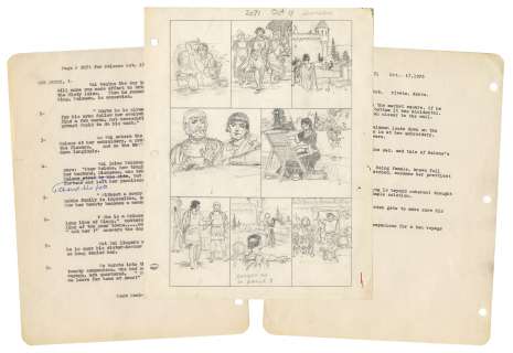 Hal Foster Sketch of the ’’Prince Valiant’’ Strip From 17 October 1976 -- Also Includes the Script & Detailed Description for Each Panel | Nate Sanders