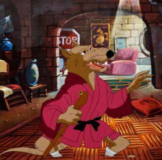 Murakami-Wolf-Swenson | Teenage Mutant Ninja Turtles - SPLINTER Original Production Cel + Copy Background (Murakami-Wolf-Swenson). - Exemplaire unique - (1987) | Catawiki