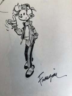 Franquin | Robbedoes 14 - De gevangene van Boeddha met opdrachttekening Robbedoes door Franquin - Broché - EO - (1960) | Catawiki