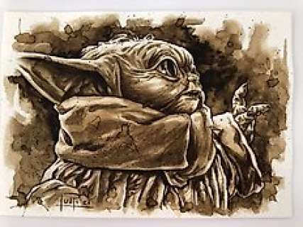 Juapi Coffee Artist - Original Coffee Painting - GROGU (Baby Yoda) (2021)