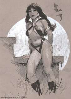 Mike Hoffman | Pin Up - Hoffman - Original Mixed Media Artwork Vampirella Signed - Page volante - Exemplaire unique - (2021) | Catawiki