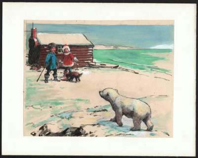 Scott, Septimus (1879-1966) | Septimus Scott - Originele gouache op board - Our friend Polar Bear - (1955/1957) | Catawiki