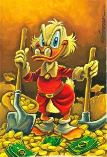 Joan Vizcarra | Uncle Scrooge’s Pick & Shovel - Acrylic Painting - Joan Vizcarra - Original Art | Catawiki