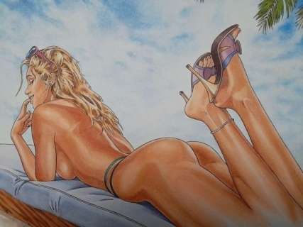 Chabane, Lounis | Chabane, Lounis - Dessin original d’une héroïne de Lounis Chabane | Catawiki