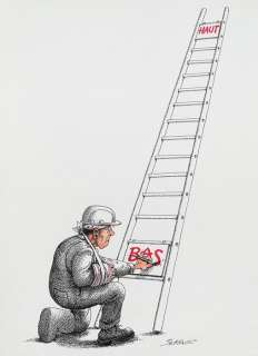 Serre, Claude | Serre, Claude - Dessin original couleur - Chantier EDF - (1980) | Catawiki