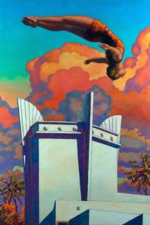 Miles Hyman - High Dive, Beachfront Art Deco, 2025