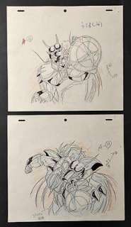 Shingå Araki Staff | Saint Seiya (I Cavalieri dello Zodiaco) - 2x genga sketch "Shiryu di Dragon" - Page volante - Exemplaire unique | Catawiki