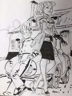 Meynet, Félix | Meynet, Félix - Dessin original - Projet Couverture Album Â«Â Hommage Ã  Spirou et SecottineÂ Â» | Catawiki