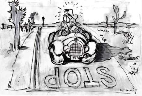 Tony Fernandez, Disney Artist | Donald Duck Inspired By David Hockney’s Art - Original Preliminary Sketch - Signed by Tony Fernandez | Catawiki