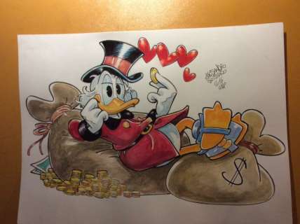 Alessandro Gottardo | Donald Duck - â€œLa piÃ¹ amata fra le moneteâ€ - Page volante - Exemplaire unique - (2016/2016) | Catawiki