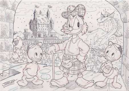 Julian Jordan | Julian Jordan - Ducktales - Scrooge McDuck in Scotland - Size: 29,8 x 21 cm. A4 | Catawiki