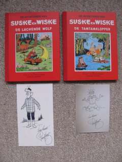 Willy Vandersteen | Suske en Wiske 21 + 24 - De Lachende Wolf + De Tamtamklopper - Rode Klassiek Reeks - 2x fraaie pentekening Paul Geerts - Cartonné - Réédition - (1995) | Catawiki