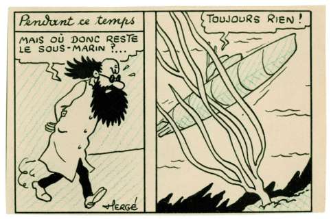 Hergé | Dessin original Jo, Zette et Jocko: Encre de Chine et crayon bleu | Millon