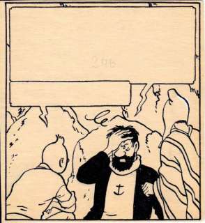 Hergé | Dessin original Tintin Le temple du Soleil: Encre de Chine pour la | Millon