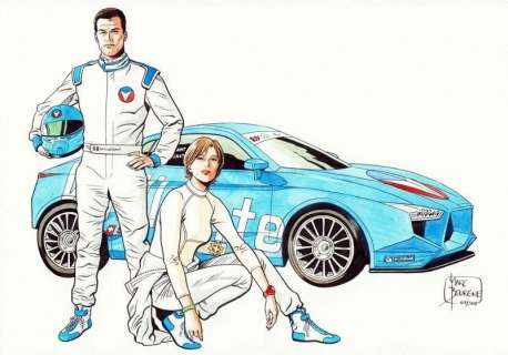 Bourgne. Illustration originale Michel Vaillant | BDEnchères