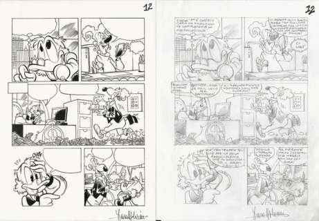 Lara Molinari | I Classici di Walt Disney seconda serie #523 - Lara Molinari - tavola originale + preparatorio "Paperinik l’inafferrabile Vendicatore" - Page volante - Exemplaire unique - (2021) | Catawiki