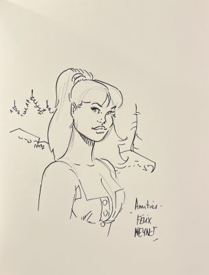 LE REBLOCHON QUI TUE ET UNE CHARMANTE AVENTURE DE BABETTE - DÉDICACÉ PAR FELIX MEYNET (BUSTE NOIR ET BLANC) | Pulp’s