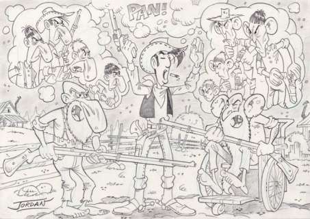 Jordan, Julian | Jordan, Julian - Original drawing - Lucky Luke - The Rivals | Catawiki