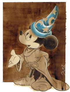 Guti, Coffee Artist | Sorcerer’s Apprentice - Mickey Mouse - Fantasia - Original Coffee Painting - Guti Signed - Original Coffee Art | Catawiki