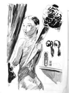 Vannini Luca | JULIA TAVOLA ORIGINALE MATITA ACQUARELLO B/N 33 X 48 TAVOLA ACQUARELLO COPERTINA INEDITA + TAVOLA MATITA CON PAGINA CENSURATA NON PUBBLICATA | Casa del Fumetto