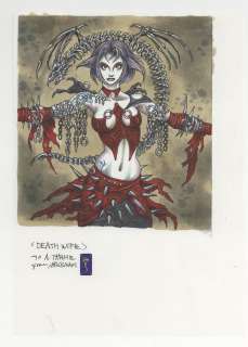 Yasushi Nirasawa Hand-Drawn Color Illustration (Line-art is printed ) "Dark Summoner" Sara, Death Messenger | Mandarake (Big Web)