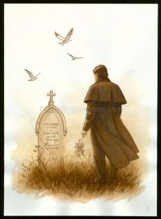 Laurent Paturaud - Illustration originale 25 - Victor Hugo sur la tombe de Léopoldine - Victor Hugo, aux Frontières de l‘Exil