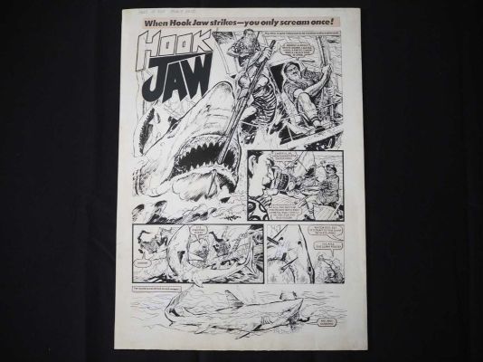 Lot 88 - ORIGINAL HOOKJAW SPLASH-PAGE ART FROM ACTION #1 by RAMON SOLA - The…