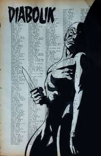 Andrea Boriani | Diabolik - Andrea Boriani - pagine di libro vintage (1947) hand painted 33 x 23 cm - Exemplaire unique | Catawiki