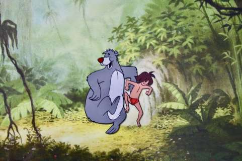Walt Disney Studioâ´s | Disney - Original Animation Cel + Copy Background - TV Commercial - Mowgli and Baloo - Exemplaire unique - (1970/1980) | Catawiki