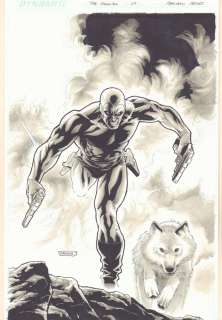 Fabiano Neves - The last phantom #7 cover - the phantom running with devil - ink wash - 2011 signed
