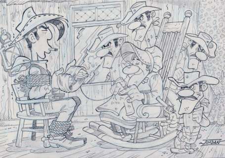 Jordan, Julian | Jordan, Julian - Original drawing - Lucky Luke - Ma Dalton | Catawiki